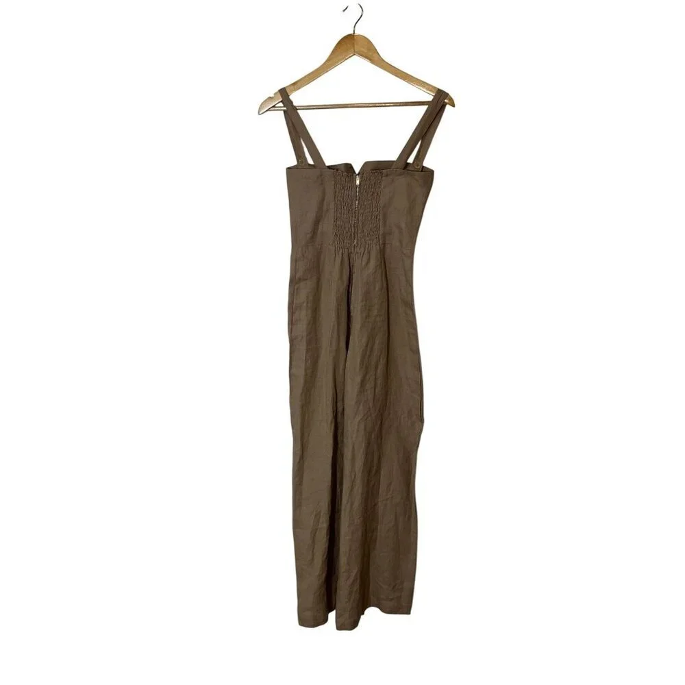 Reformation Torta Linen Jumpsuit in Sand Beige 33599 Size 0 Womens